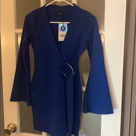 NWT ASOS blue wrap style dress Moody floral - Picture 5 of 5